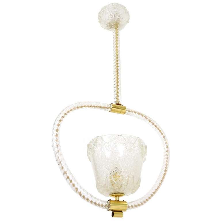 Mid-Century Modern Glass Pendant Lamp, Barovier and Toso, 1940