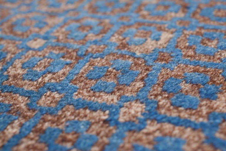 Geometric Baotou Inner Mongolian Sitting Rug with Brocade Pattern In Excellent Condition For Sale In Seeshaupt, DE