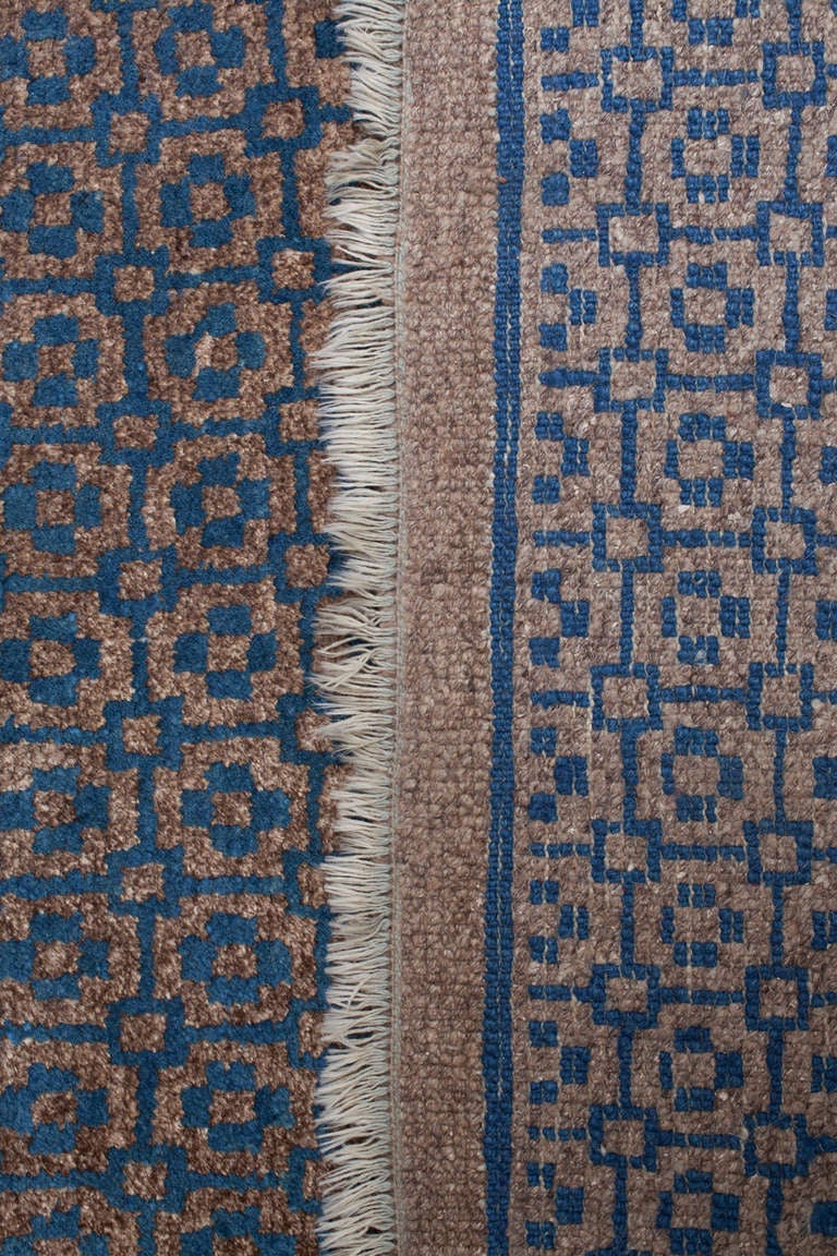 Geometric Baotou Inner Mongolian Sitting Rug with Brocade Pattern For Sale 1