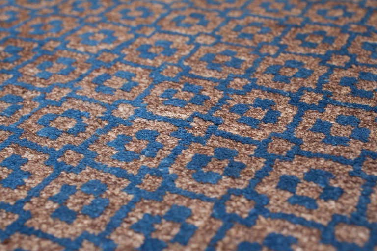 Chinese Geometric Baotou Inner Mongolian Sitting Rug with Brocade Pattern For Sale