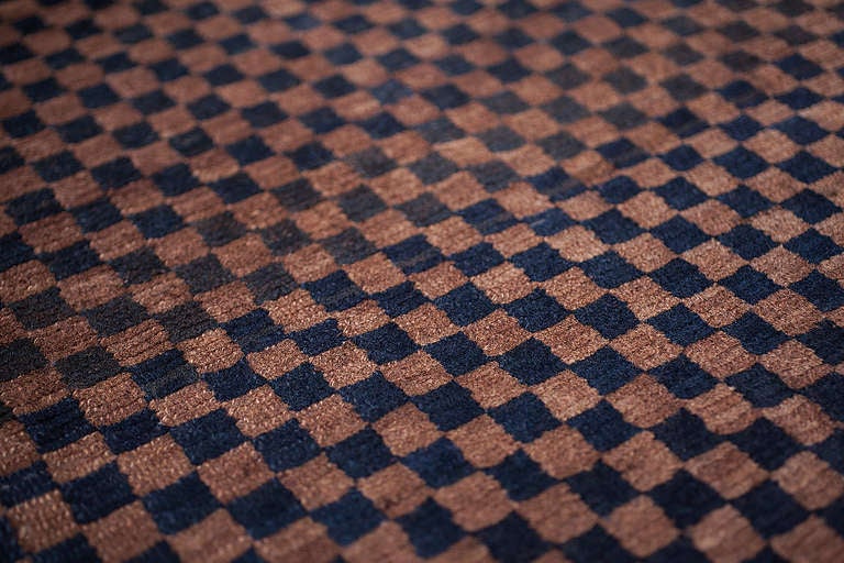 A Fine Antique Tibetan Chequerboard Checker Board Rug