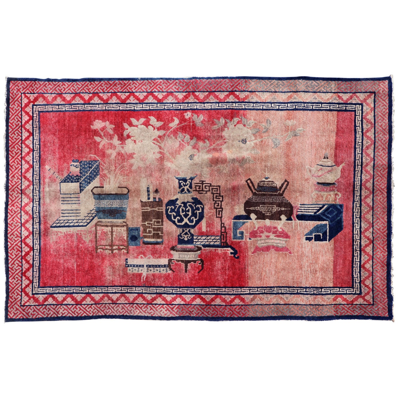 Charming Large Antique Chinese Baotou Pictorial Rug