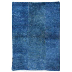 Modernist Simplicity Antique Tibetan Tsutruk Rug Indigo Blue
