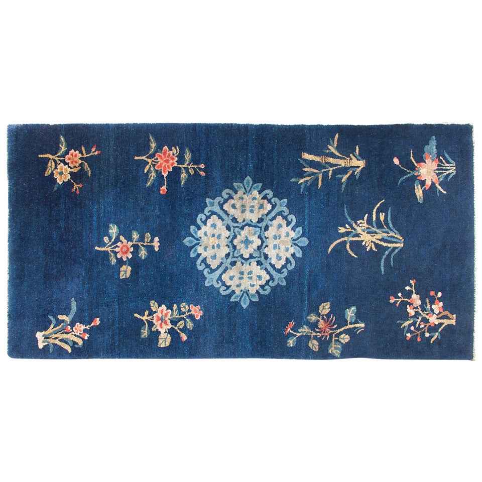 Charming Antique Chinese Baotou Scatter Rug with Bamboo Design For Sale