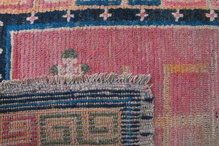 Chinese Mysterious Auspicious Antique Tibetan Monastic Ritual Rug Khaden For Sale