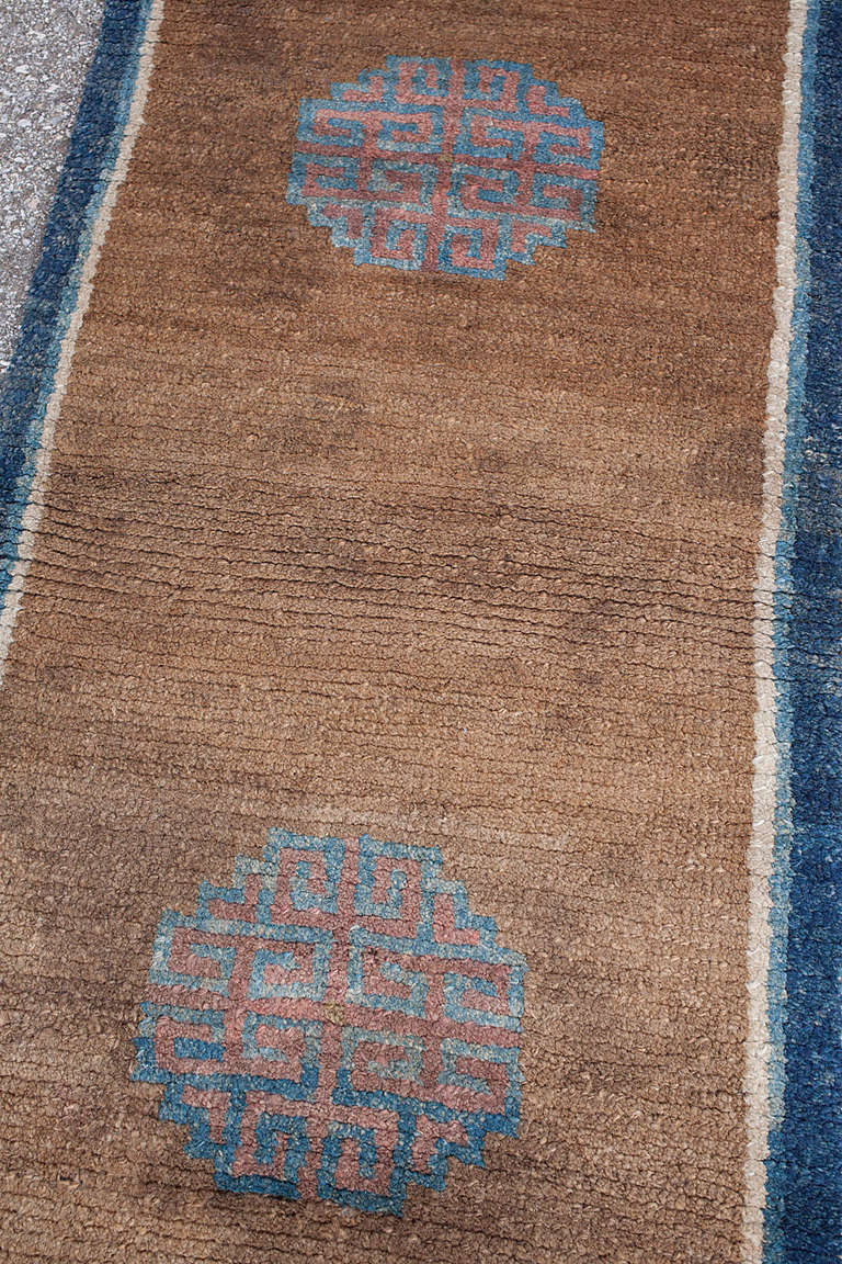 Chinese Stunning Antique Tibetan Monastic Collectors Rug with Shou Medallions For Sale