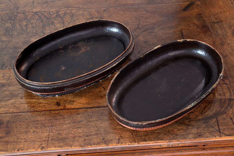 Chinese Ming Dynasty Black Lacquer and Basket Weave Oval Box Container In Excellent Condition For Sale In Seeshaupt, DE