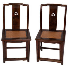 Pair of Elegant Antique Chinese Side Chairs from Suzhou