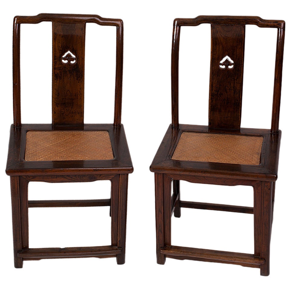 Pair of Elegant Antique Chinese Side Chairs from Suzhou For Sale