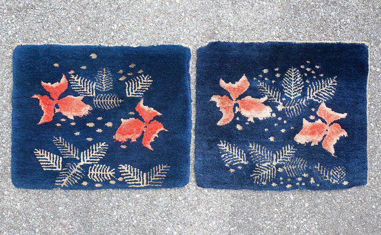 Pair Antique Chinese Baotou Seat Cushion Rugs Pillows