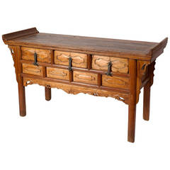 Elegant Chinese 18th Century Elmwood Coffer Sideboard With Drawers Ma Weidu