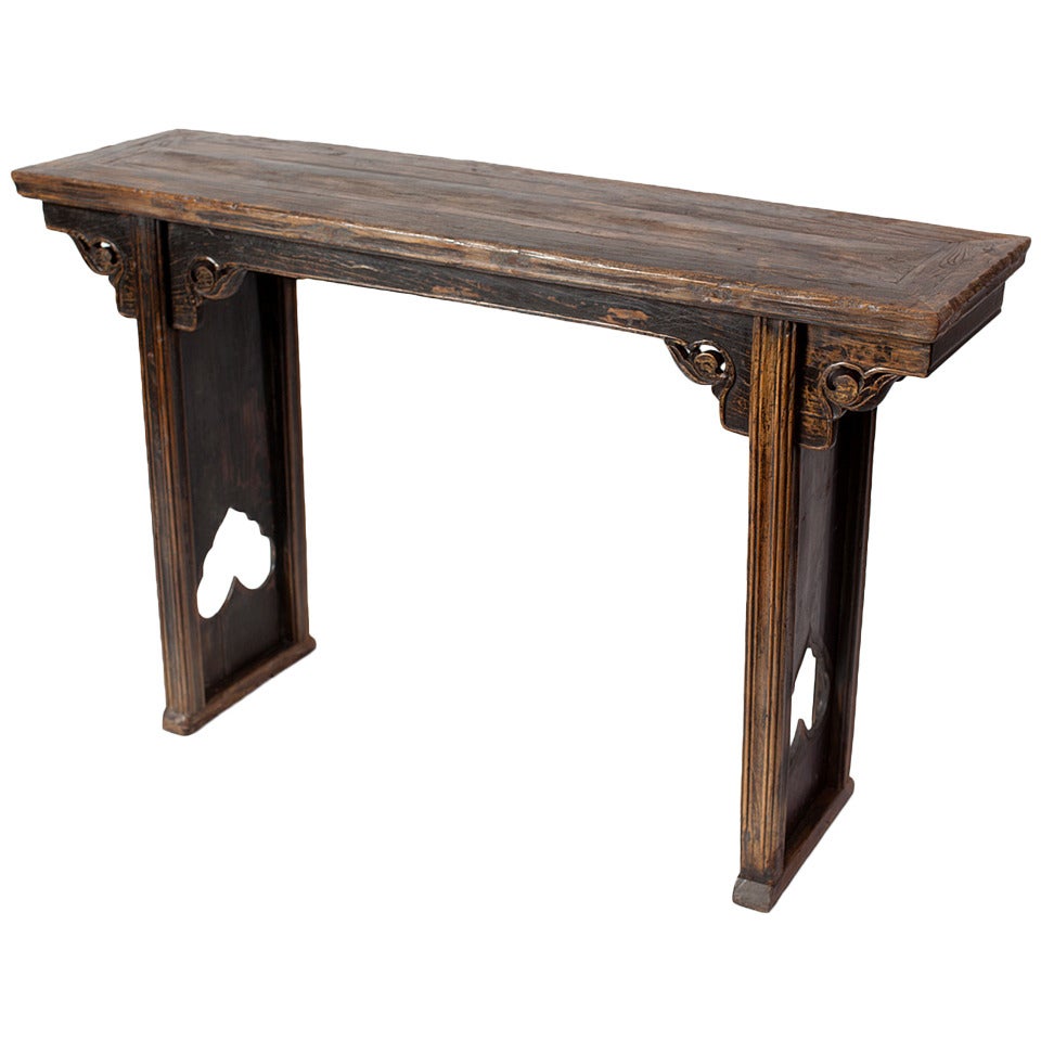 Vintaeg Vernacular 19th Century Chinese Console Altar Table Sideboard For Sale