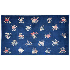 Stunning Elegant Antique Baotou Kang Rug with Flowers