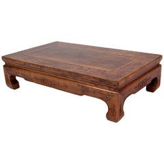 Charming 18th Qing Dynasty Century Chinese Walnut Wood Low Kang Table Qianlong