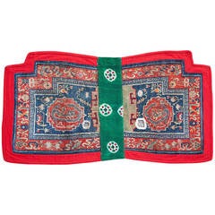 Antique Tibetan Saddle Rug with Dragon Design