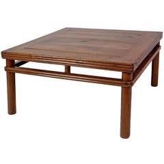 Antique Chinese Walnut Wood Low Square Sofa Table