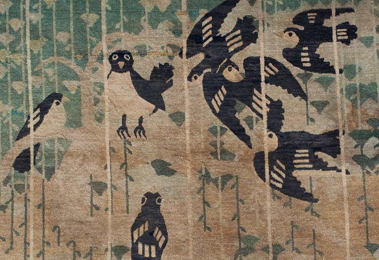 Unusual Antique Chinese Baotou Suiyuan Pictorial Rug