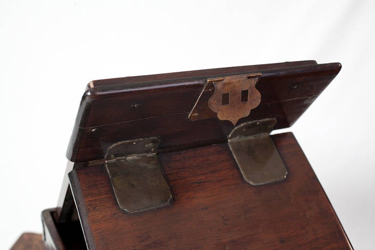 20th Century Antique Chinese Rosewood Blackwood Mirror Jewellery Box with Mirror For Sale