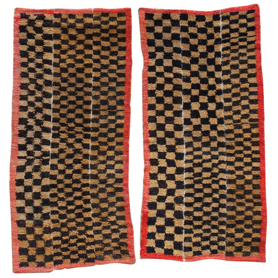 Pair of Tibetan Tsutruk Checker Board Rugs