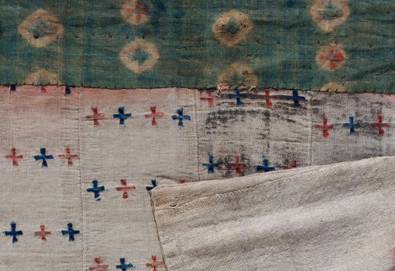 Chinese Antique Tibetan Horse Blanket Tigma Tie-Dye Rug Artwork For Sale