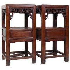Pair of Elegant Antique Chinese Rosewood Side Tables