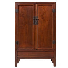 Minimalist Classical Antique Chinese Elmwood Cabinet from Suzhou Qing Dynasty