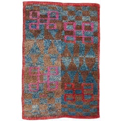 Outstanding Tibetan Checkerboard Sitting Rug With Lots Of Charm