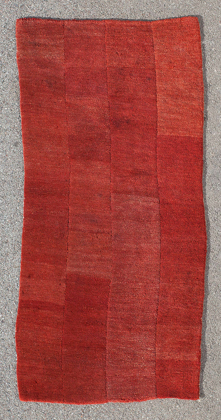 Minimalist Antique Monochrome Red Tibetan Tsutruk Modernist Rug
