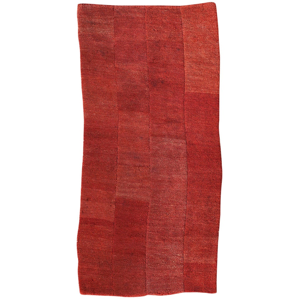 Minimalist Antique Monochrome Red Tibetan Tsutruk Modernist Rug  For Sale