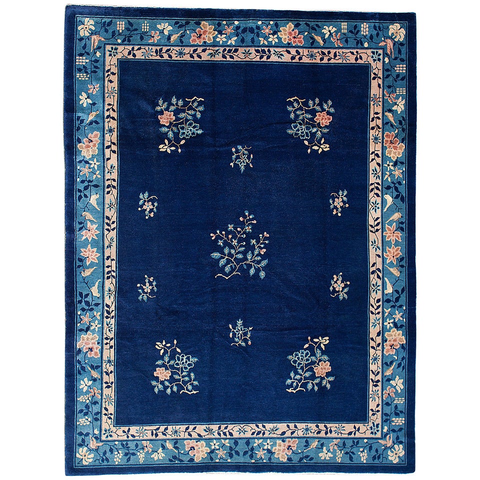 Stunning Indigo Blue Peking Rug in Rare Size at 1stDibs