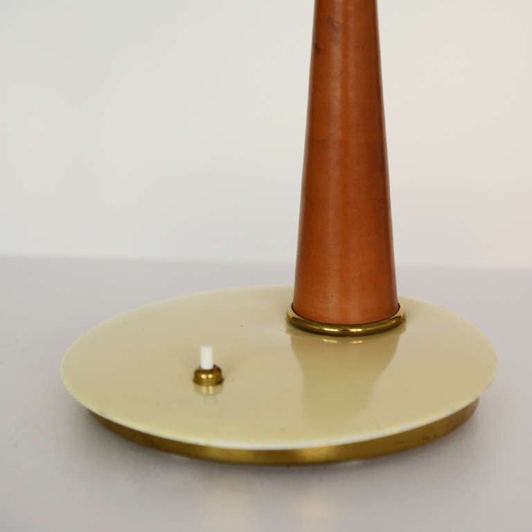Angelo Lelli Table Lamp for Arredoluce in Brass and Leather 1