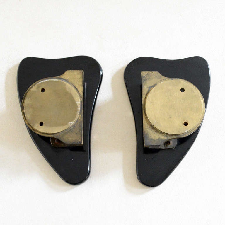 Mid-Century Modern 1950's Arp Shaped Black Door Handles