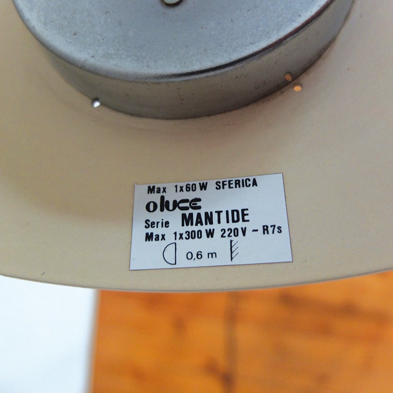 Italian Mauro Canfori Floor Lamp Model Mantide 315 for Oluce