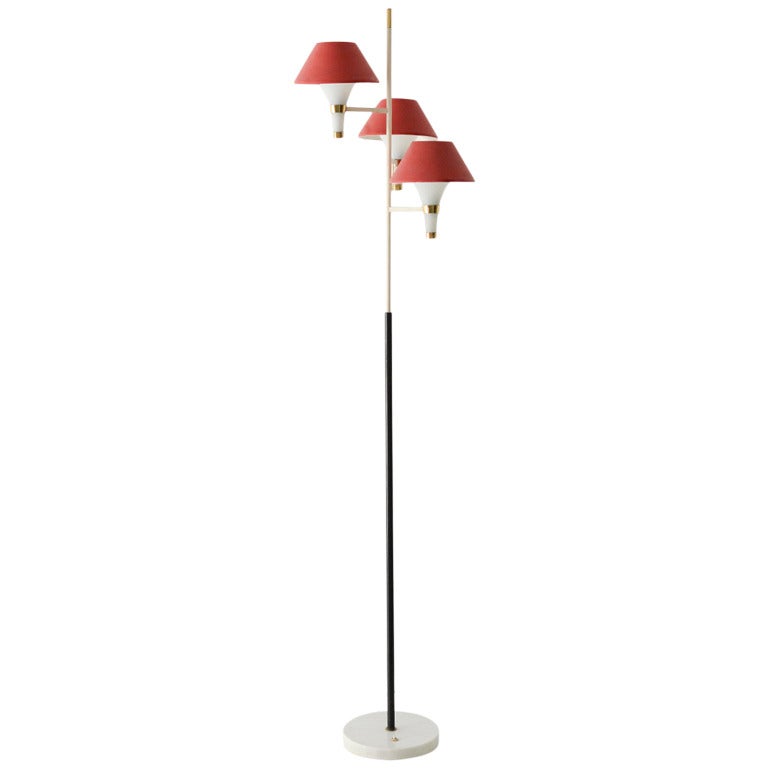 Floor Lamp Edited by Stilux with Red Shades For Sale