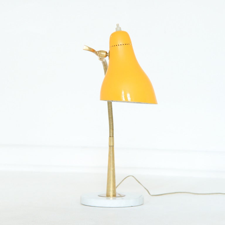 Mid-Century Modern Yellow Italian Gooseneck Table Lamp