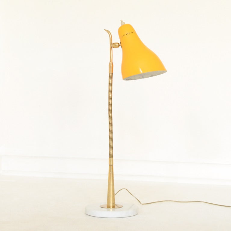 Enameled Yellow Italian Gooseneck Table Lamp