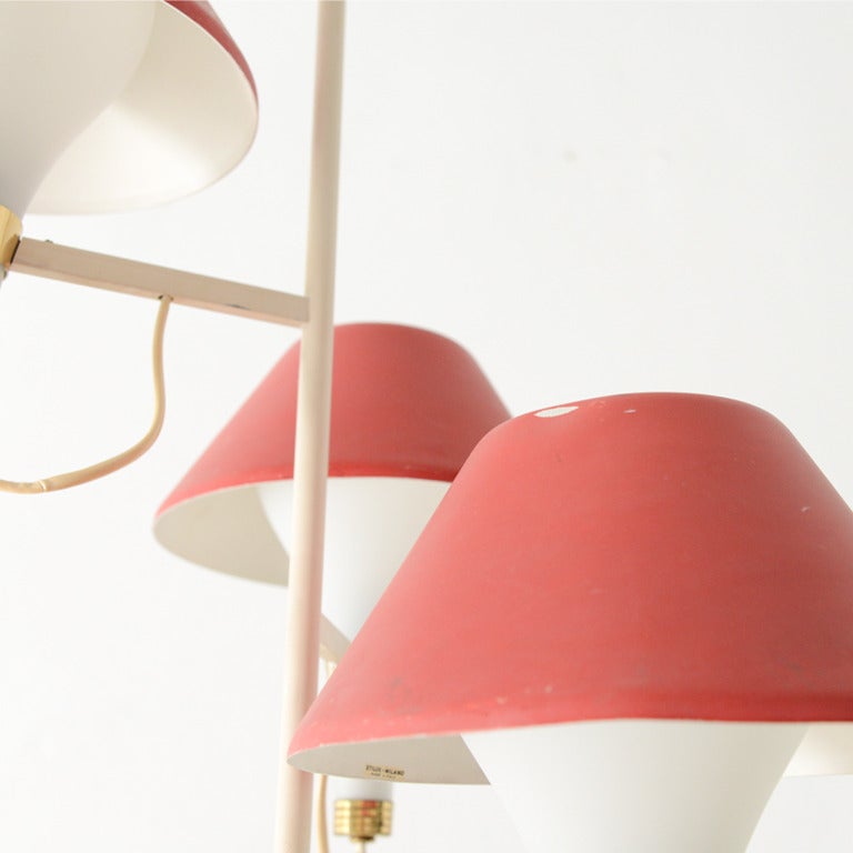 Floor Lamp Edited by Stilux with Red Shades In Good Condition For Sale In Berlin, DE