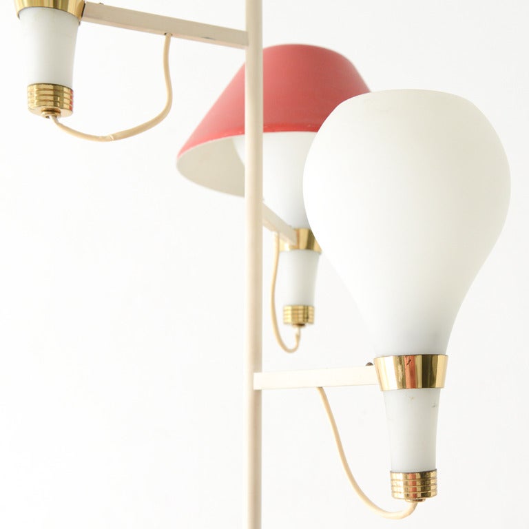 Mid-20th Century Floor Lamp Edited by Stilux with Red Shades For Sale