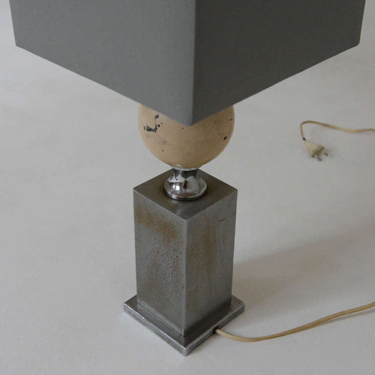 Barbier Table Lamp with Grey Silk Shade In Good Condition For Sale In Berlin, DE