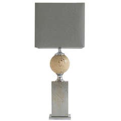 Barbier Table Lamp with Grey Silk Shade