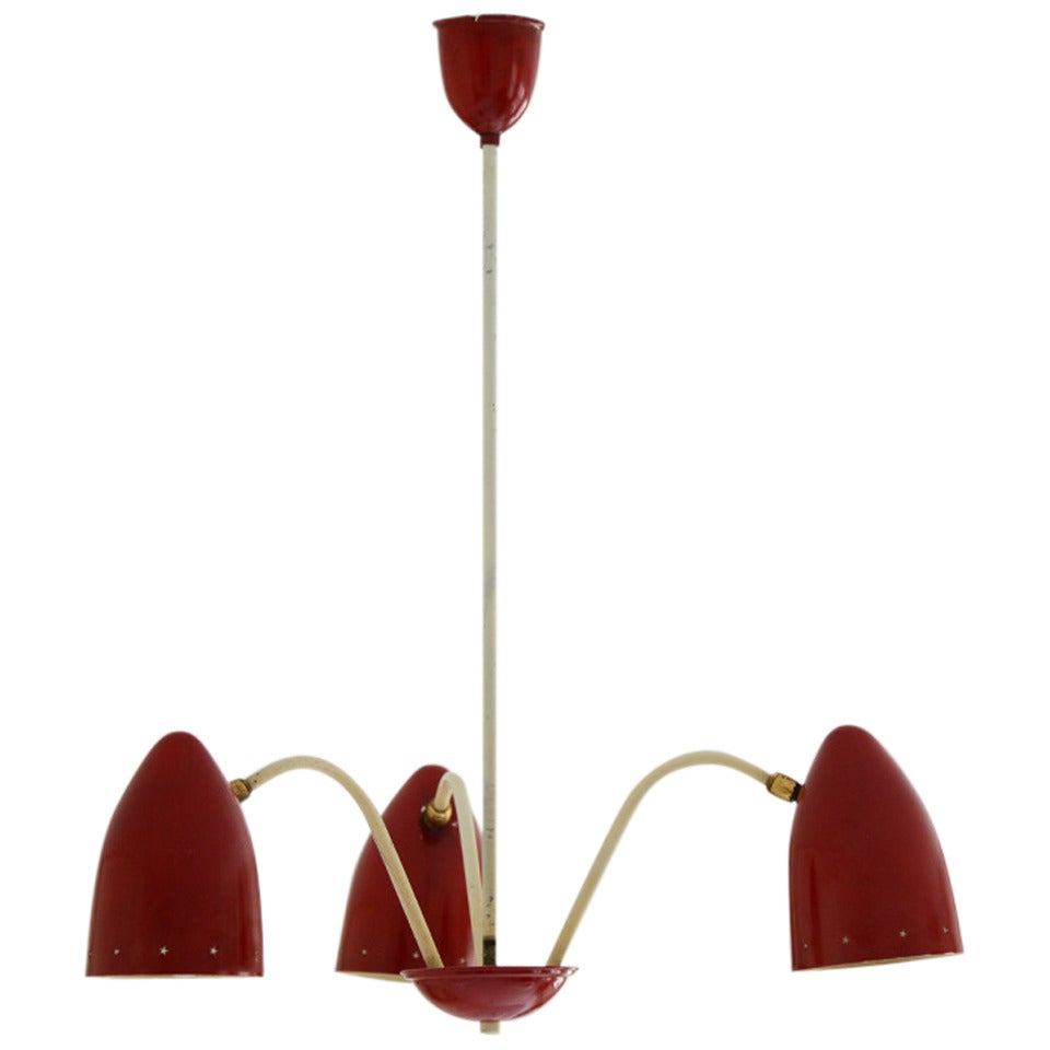 Pendant by H. TH. J. A. Busquet with Red Shades
