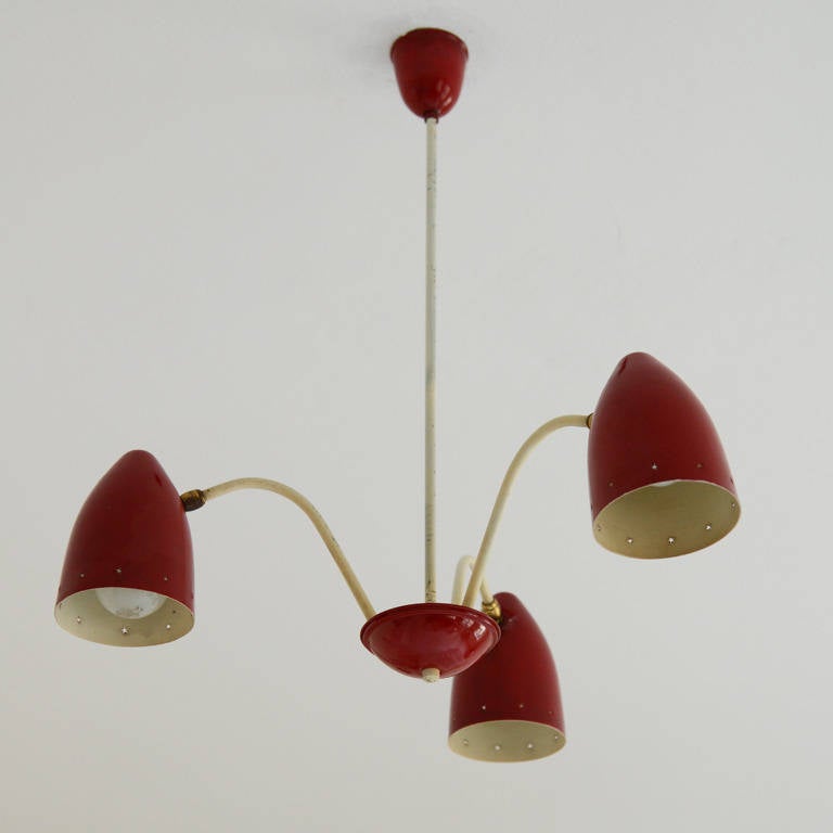 Dutch Pendant by H. TH. J. A. Busquet with Red Shades