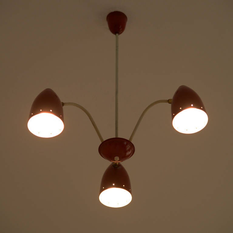 Mid-20th Century Pendant by H. TH. J. A. Busquet with Red Shades