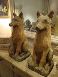 A Pair of English Stone Foxes