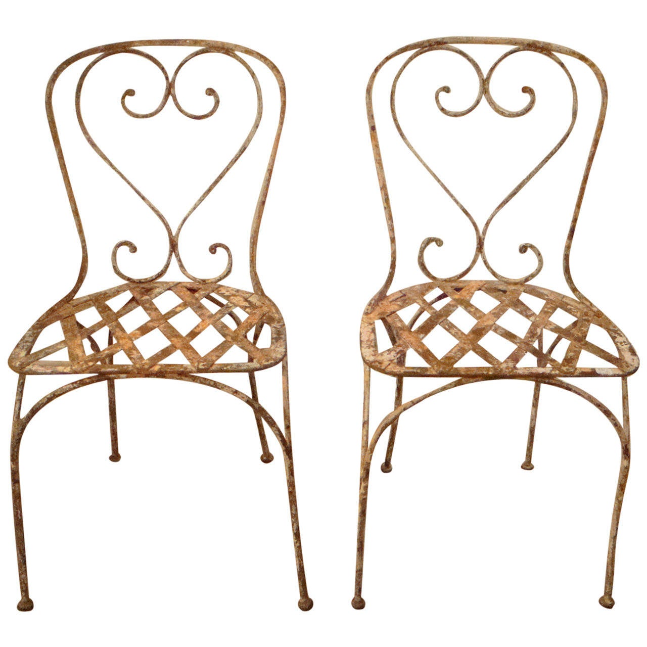 Pair of French Iron Garden Chairs For Sale at 1stDibs