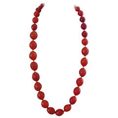Antique 19th century African Red Glass Bead Necklace