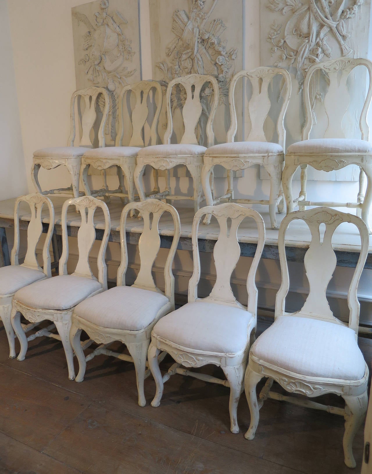 Set of Ten 19th Century Swedish Rococo Chairs For Sale 7