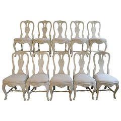 Set of Ten 19th Century Swedish Rococo Chairs