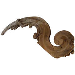 18th Century Antique Italian Scroll Carved Fragment
