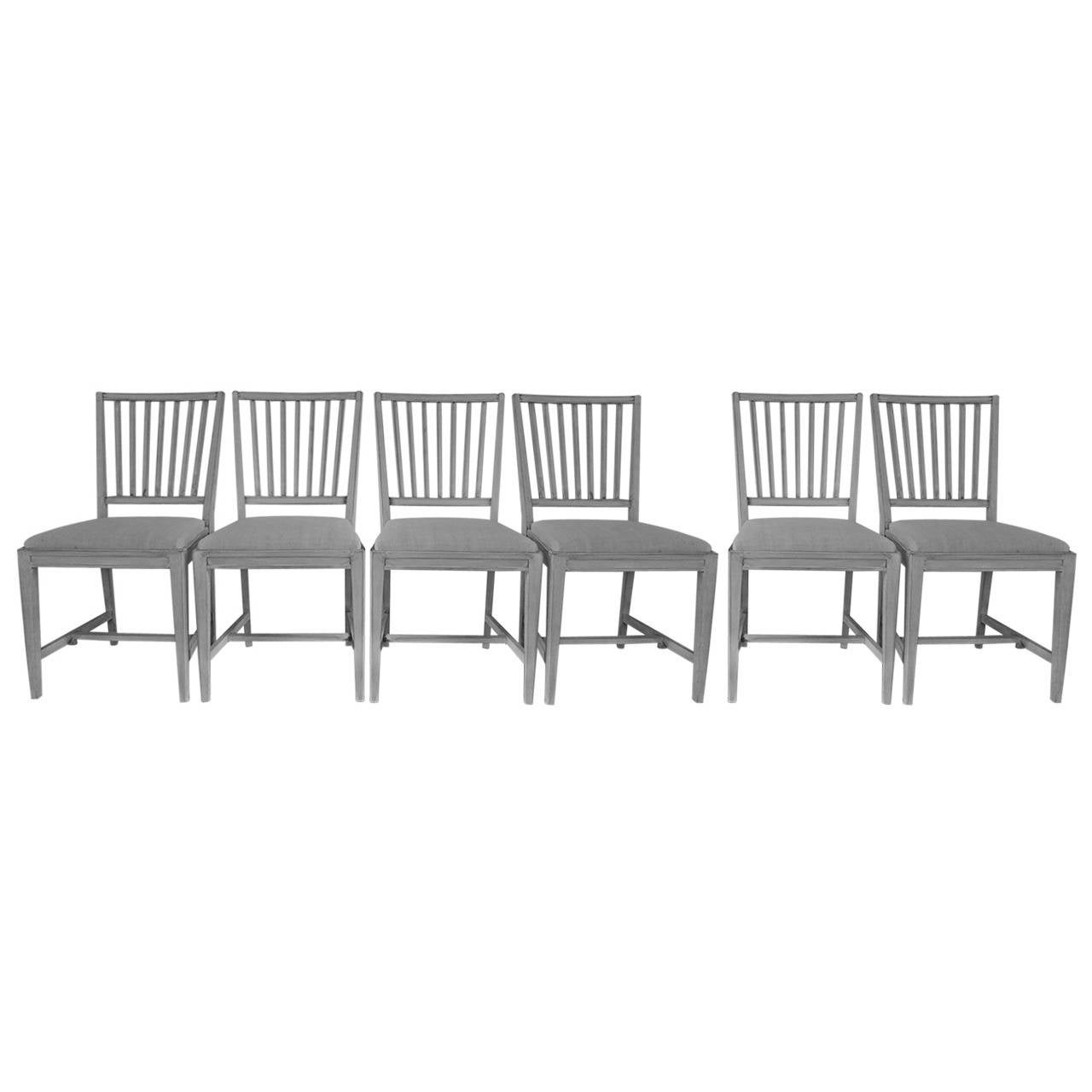Set of Six Swedish 20th Century Dining Chairs For Sale